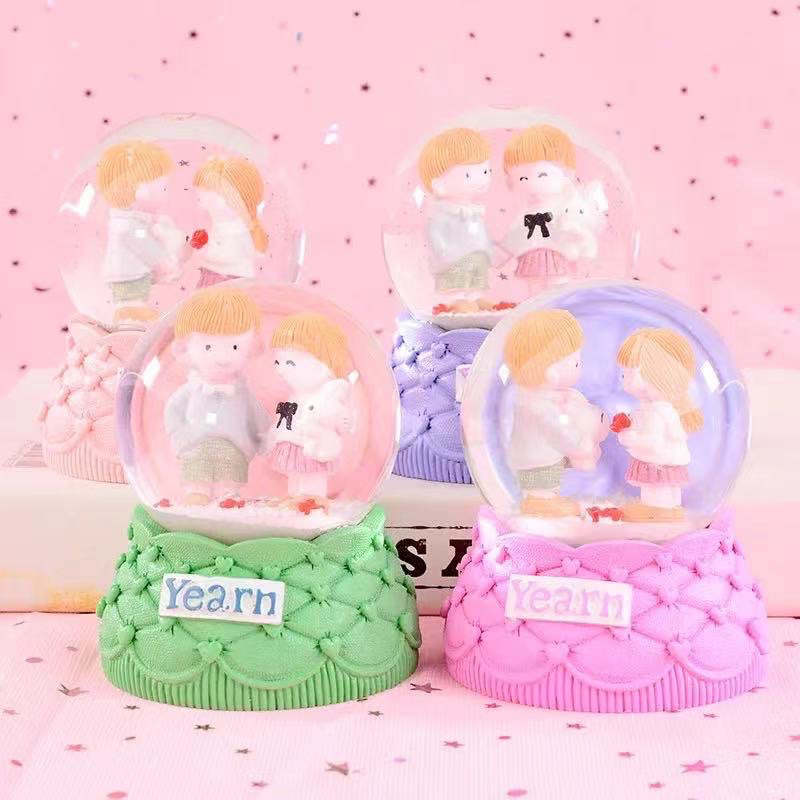 bola kristal salju lampu snowball unicorn bear papapig dolphin  kado