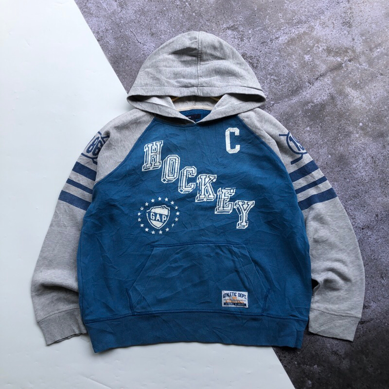 jaket jumper jemper Hoodie gap two tone biru abu #trz134 original brand asli ori