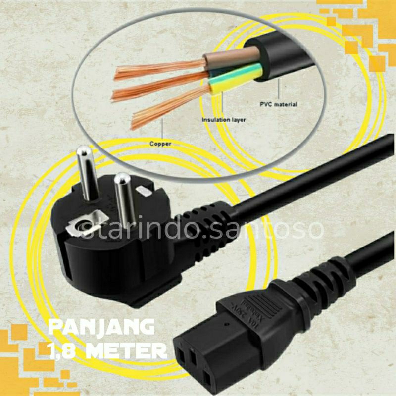 Berbagai kabel power 1,8m PC CPU printer laptop komputer magic com rice cooker 1,8 meter kabel buntung saklar on off angka 8