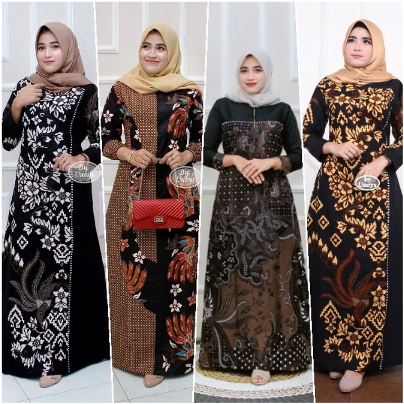 Baju Gamis Atasan Kebaya Batik Muslim kombinasi kekinian Modern Gamis Batik
