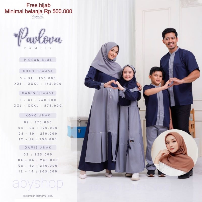 Samara J04 Pavlova Family Pigeon Blue Baju Couple Kondangan Keluarga Terbaru Warna Soft Model Simpel