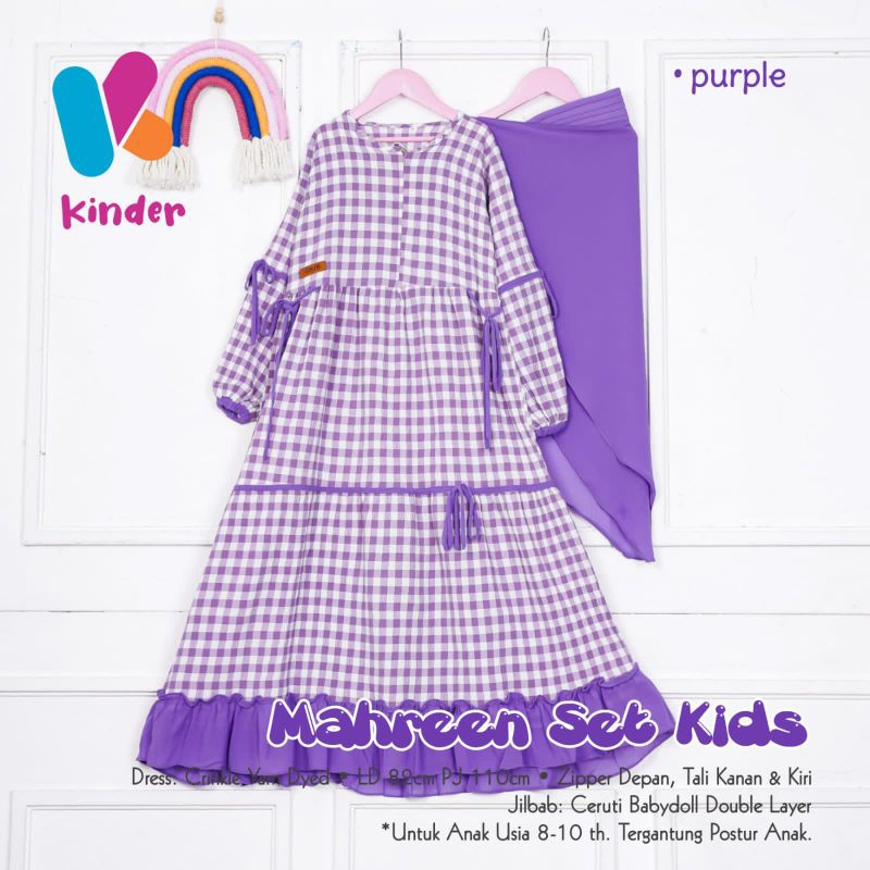 SETELAN GAMIS DRESS SYARI REMAJA ANAK CEWEK MUSLIM CERUTY BABYDOLL HIJAB JILBAB MARHEEN BY KINDER