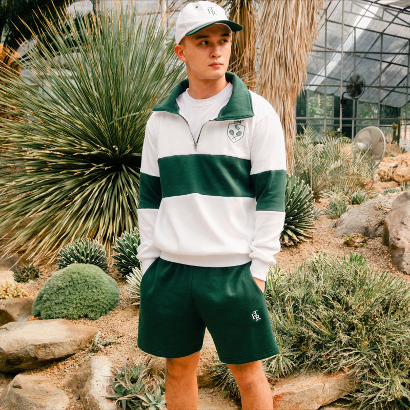 First Time Round - Quarter Zip Sweatshirt - White Green