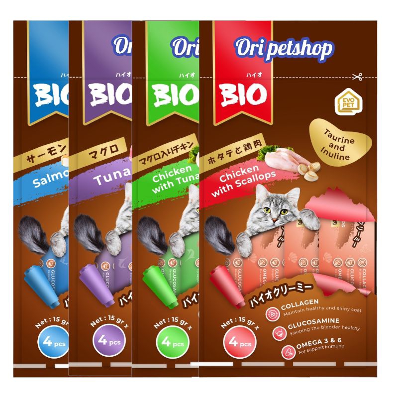 ( 12 PACK) - BIO CREAMY TREATS 60GR CEMILAN/SNACK KUCING / BIO LIQUID