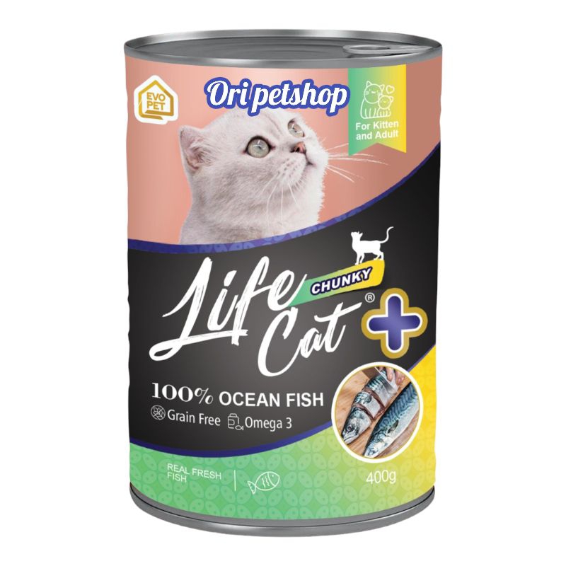 Life Cat Kaleng Plus 400gr Wet Cat Food - Ocean Fish Chungky