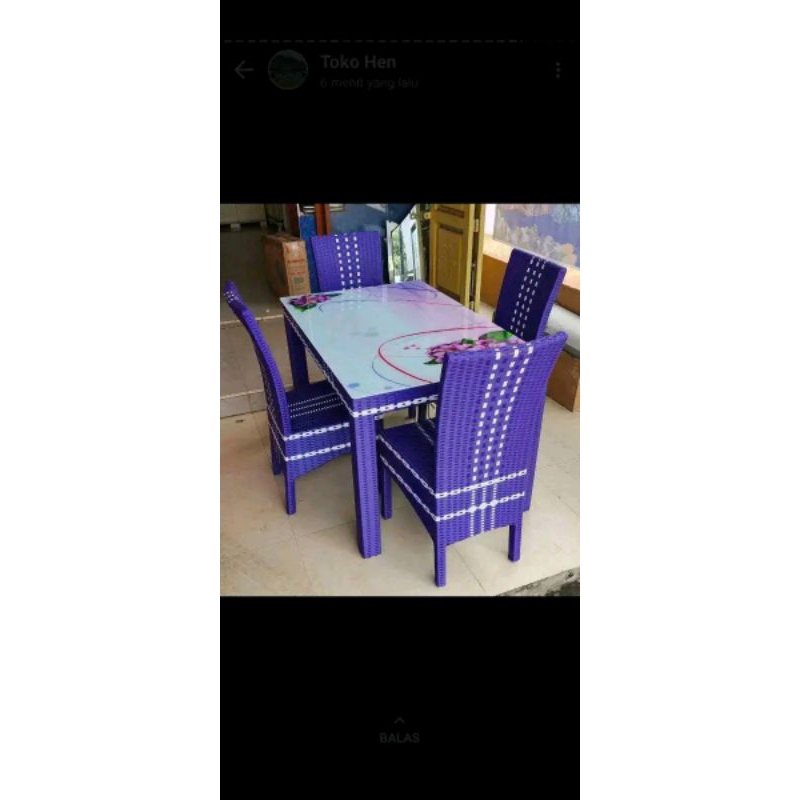 meja makan rotan sintetis