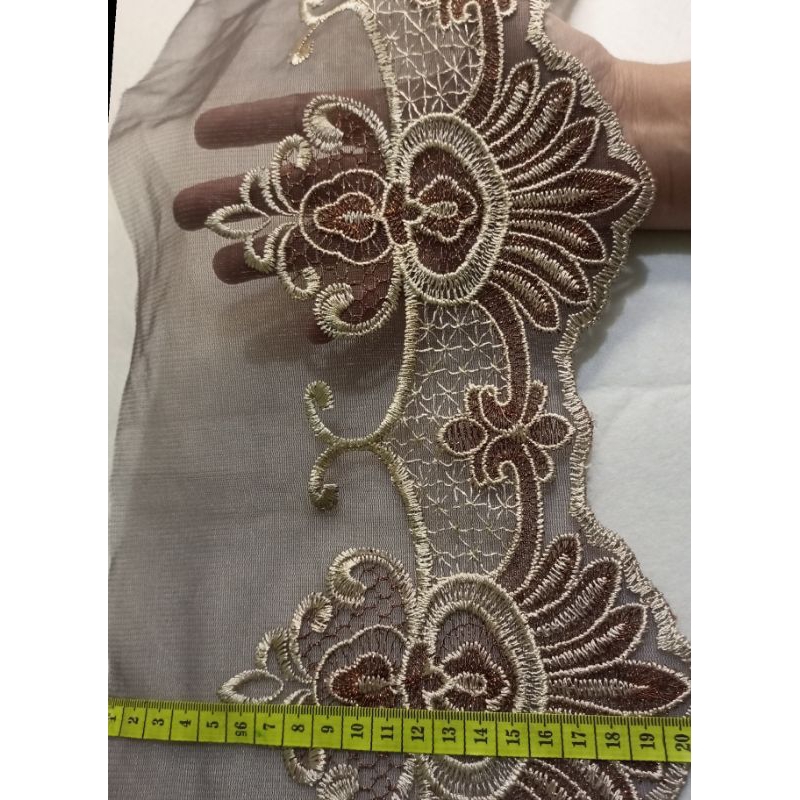 Renda tille bordir glitter lebar 20 Cm