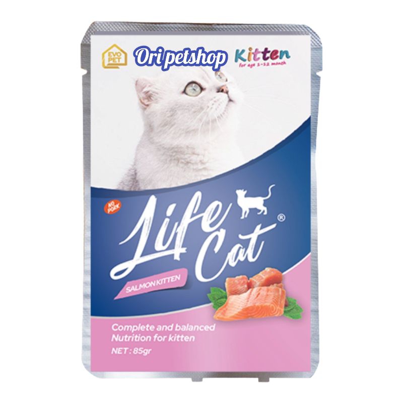 Life Cat Sachet Kitten Salmon Makanan Basah Kucing 85g