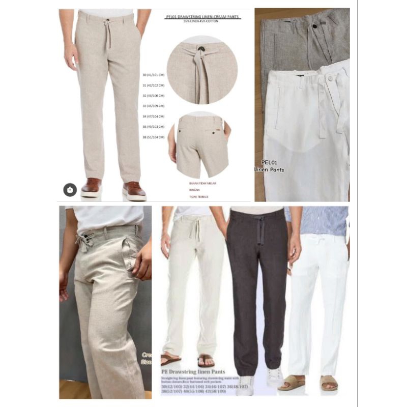 [COD]‼️ PROMO ‼️Celana  Panjang Pria Linen PE Drawstring Pants