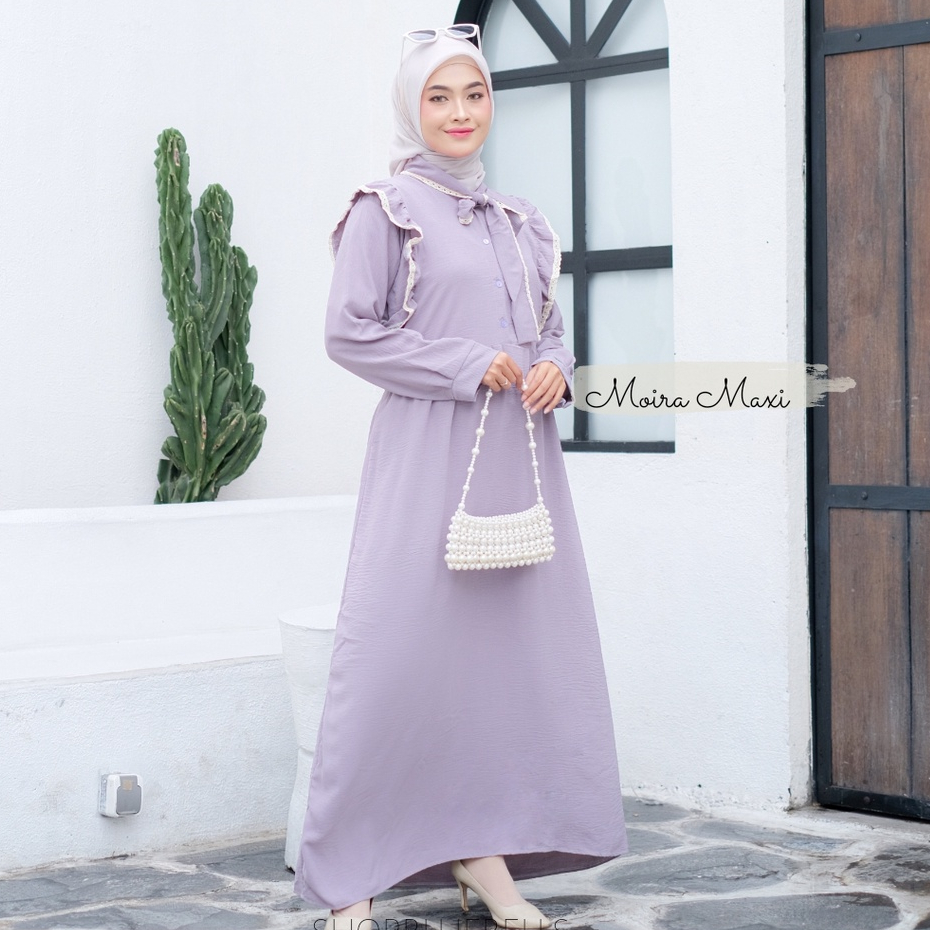 Moira MAxi Dress - Gamis Muslim Rayon Crinkle Renda