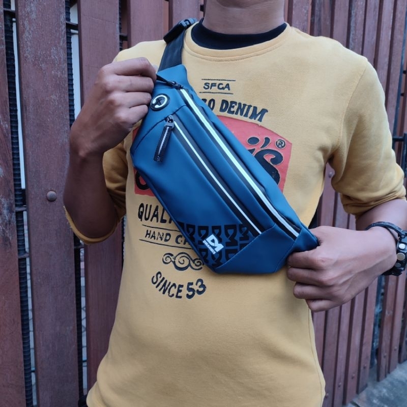 Waistbag Pria Waterproof Original Merk DM | Tas Selempang Pria Exclusive Bahan Balon