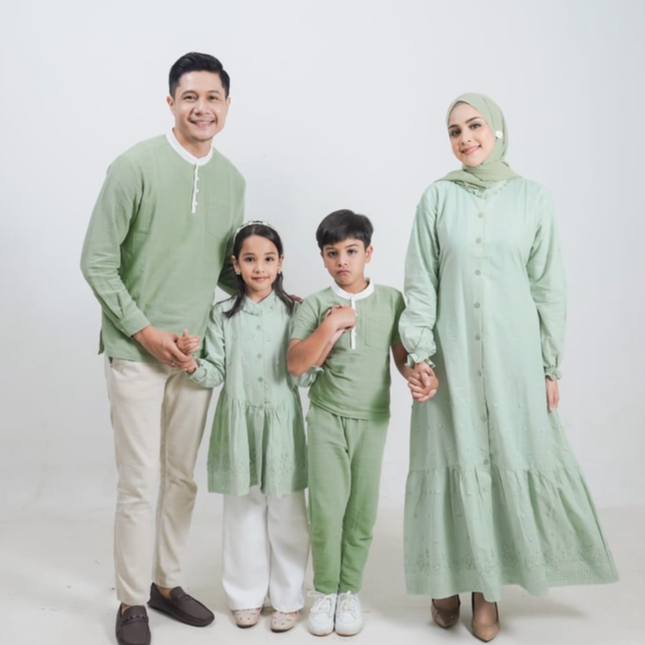 BROTHERS KIDS WEAR - MAHEERA FAMILY SERIES WARNA GREEN SAGE RAYA BEEBOO DESIGN