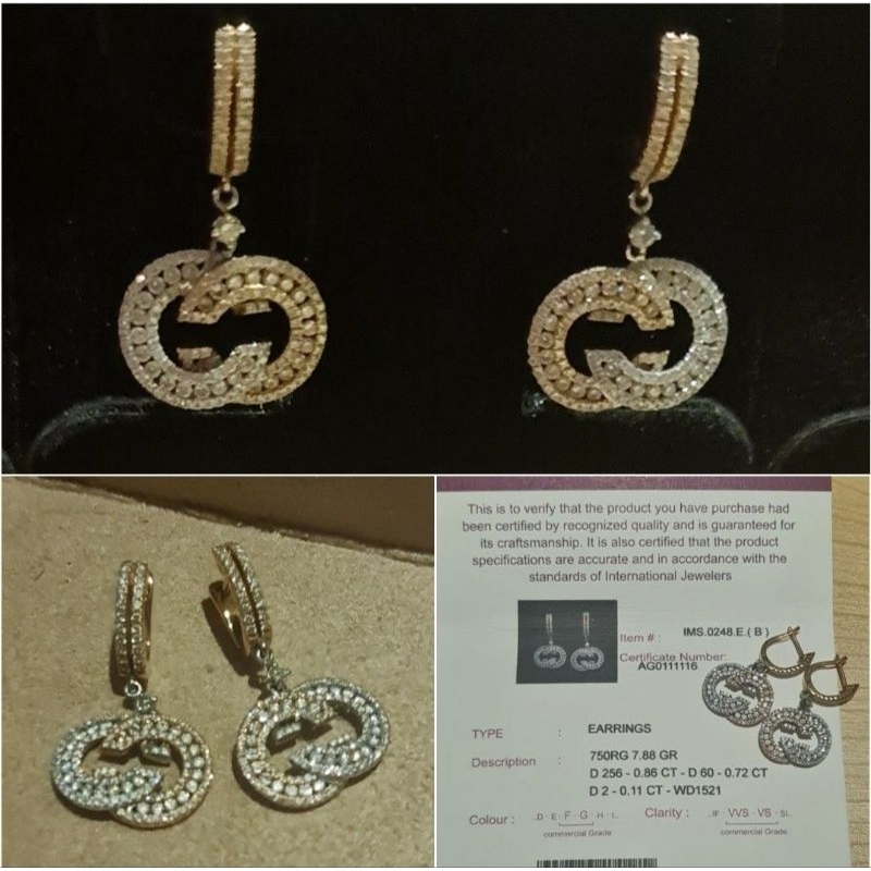 Anting GUCCI Berlian Asli / Diamond Earring Real Diamond