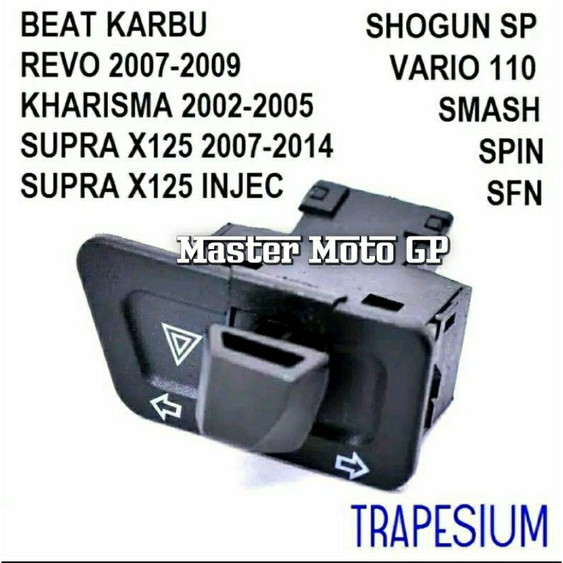 Saklar auto sen Saklar Hazard Trapesium 34mm 30mm sakelar hazard - sakral hazard saklar on off hazard beat karbu Revo kharisma supra X125 shogun sp Vario smash spin vario 110 techno karbu spacy karbu Revo 110 scoopy beat fi