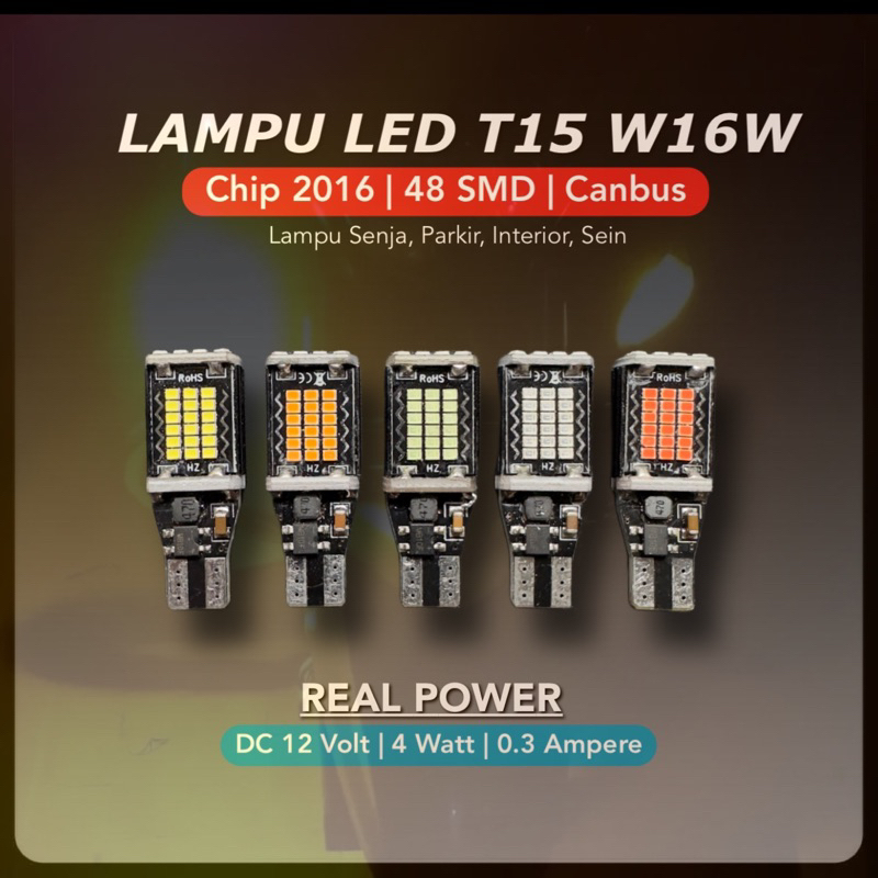 Lampu Led T15 W16W Mobil Motor Chip 2016 - 48 Mata Super Bright