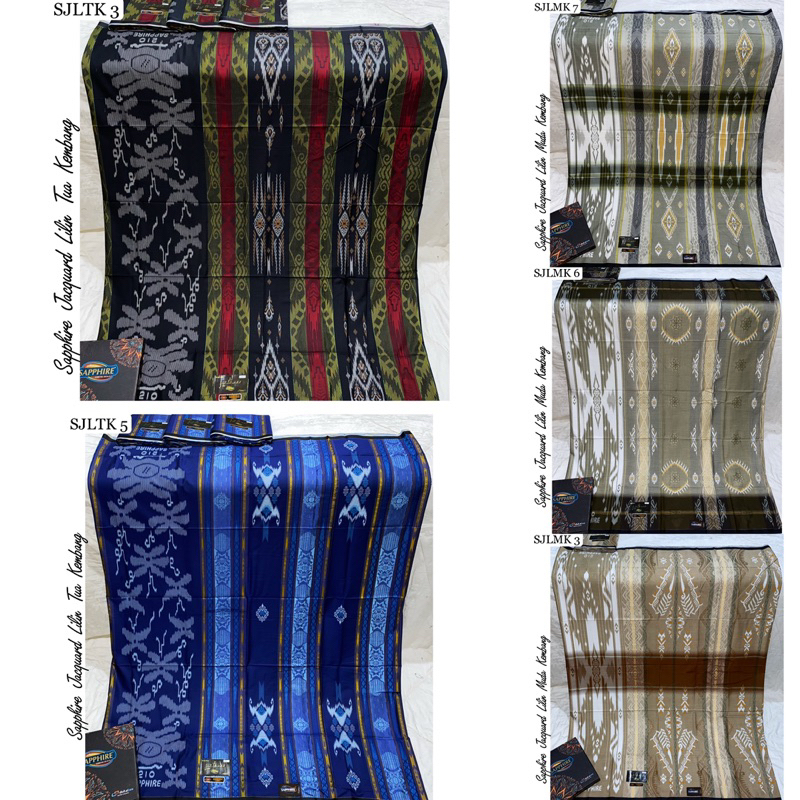 Sarung Sapphire Jacquard Songket Gunungan Kembang & Songket Dobby Fantasy & Lilin Muda Kembang & Lil