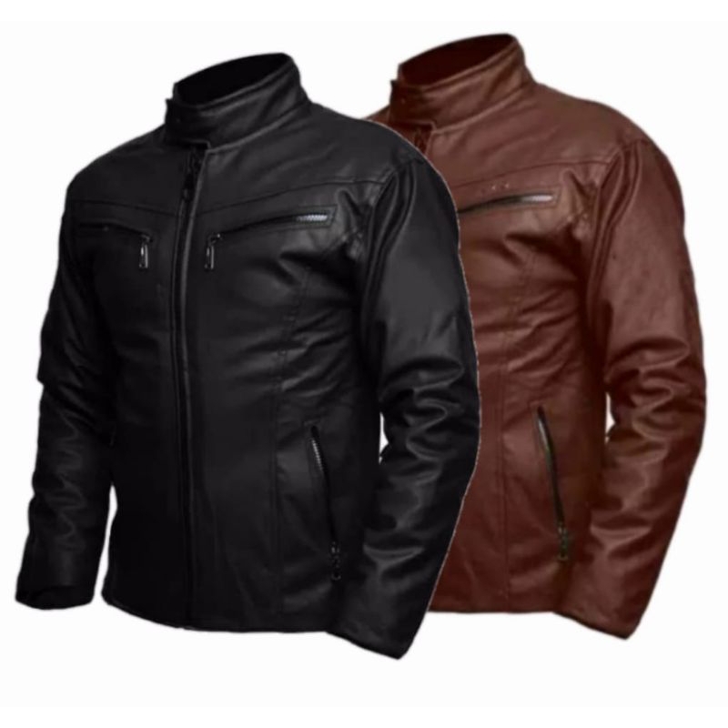 jaket motor pria kulit sintetis premium S-5xl