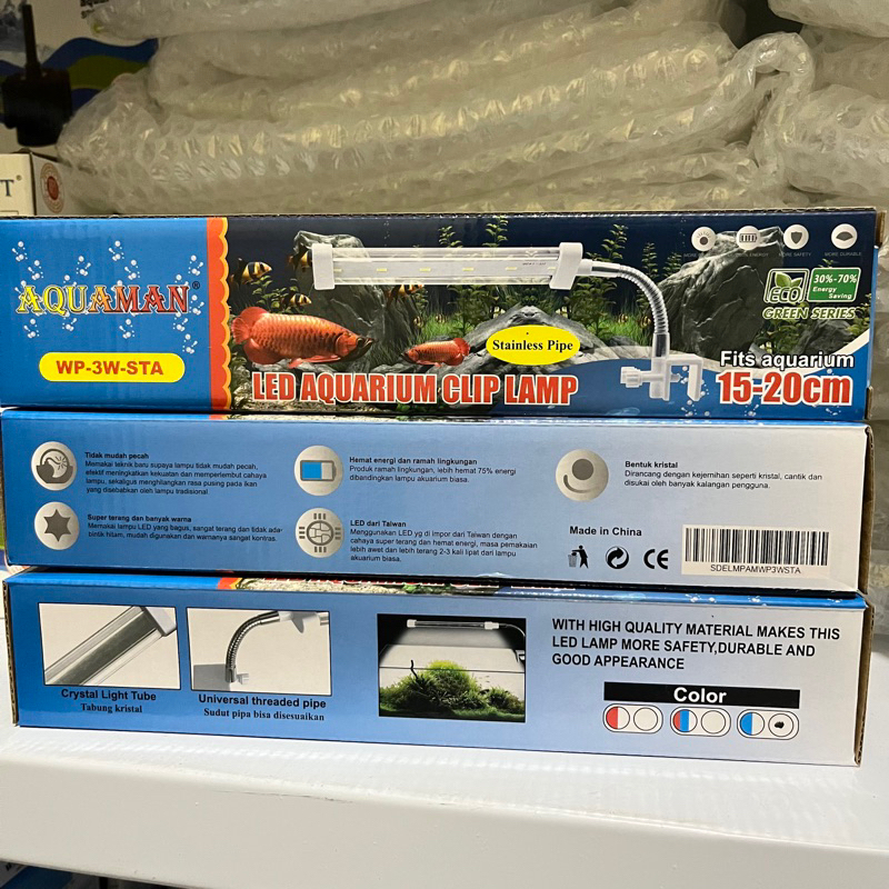 Lampu Aquarium LED Yamano 3W &amp; 6W biru putih guppy neon tetra aquascape