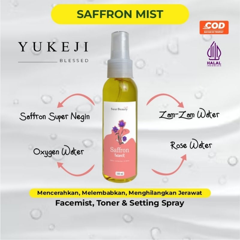 Saffron Face Mist Toner Setting Spray Wajah Water Face Mist Penghilang Jerawat