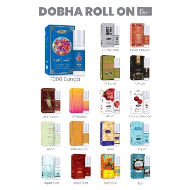 Parfum DOBHA Roll On 6ml Minyak Wangi non alkohol Varian aroma Top Seller