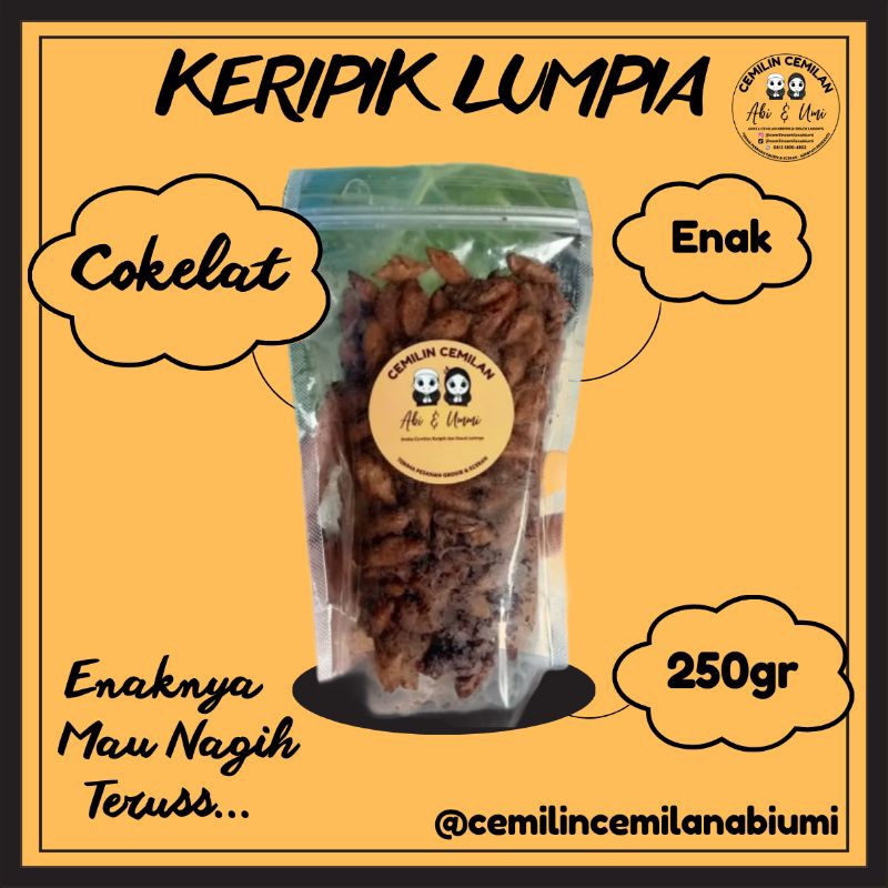 

Cemilan Keripik Lumpia Rasa Cokelat (250gr)
