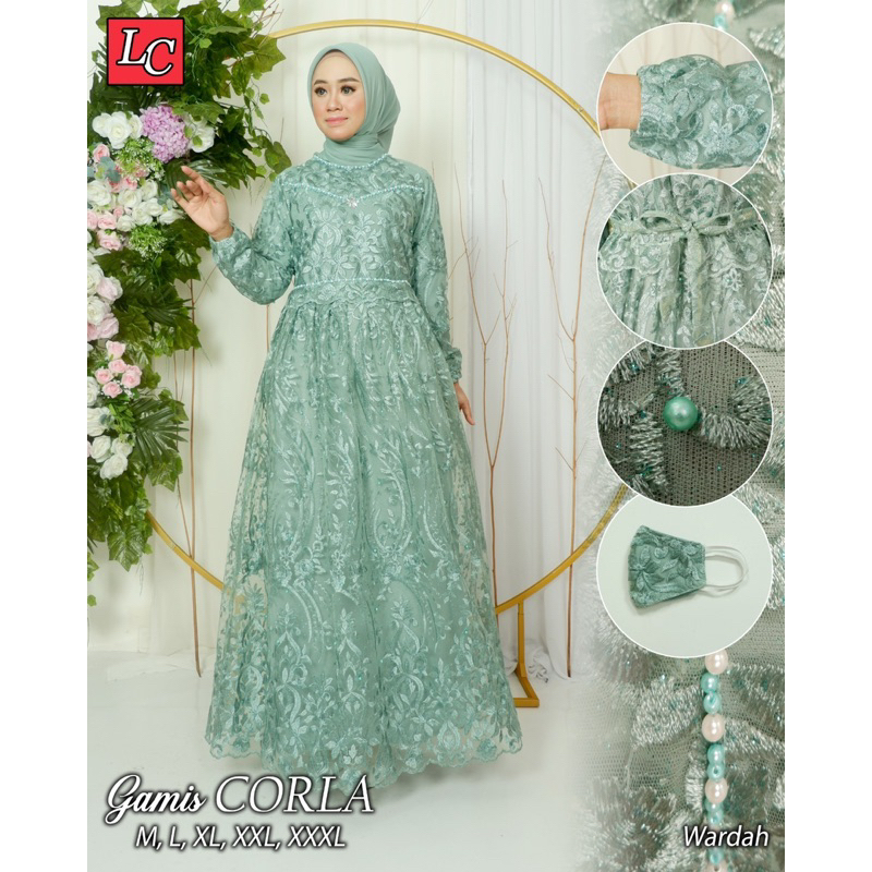 Gamis Kebaya Corla LK / Gamis Tulle Bordir Payet / Gamis Kondangan / Gamis Pesta Mewah