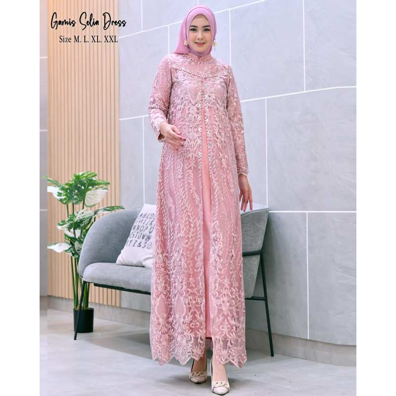 Gamis Selia Dress / Kebaya Dress Modern / Gamis Kebaya Kondangan / Baju Gamis Brukat Tulle / Gamis Modern