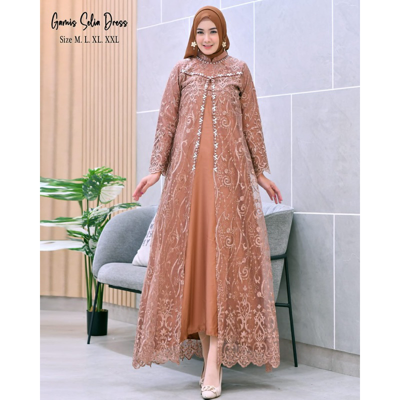 Gamis Selia Dress / Kebaya Dress Modern / Gamis Kebaya Kondangan / Baju Gamis Brukat Tulle / Gamis Modern