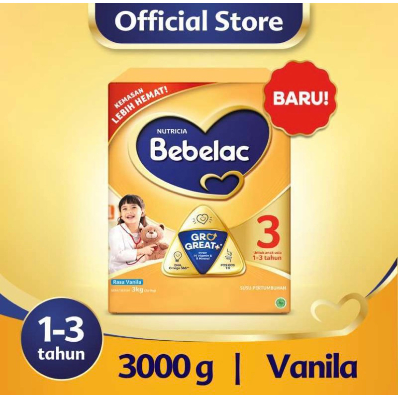 BEBELAC 3 Rasa Vanila Vanilla Madu 3000gr 3000gram