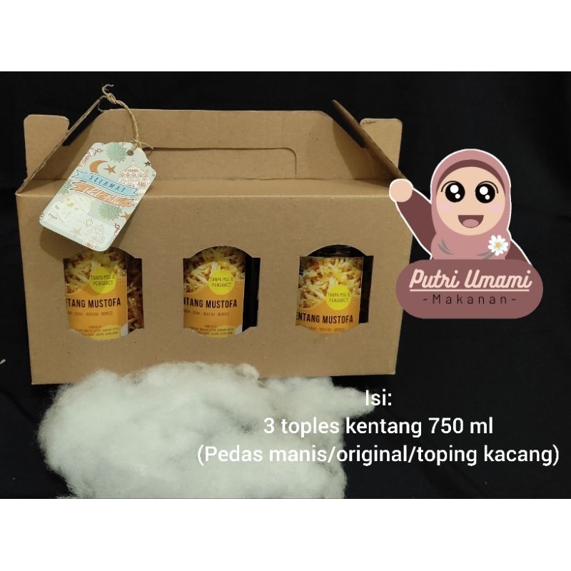 

(termurah) 3 toples 750ml hampers bingkisan parcel kentang mustofa