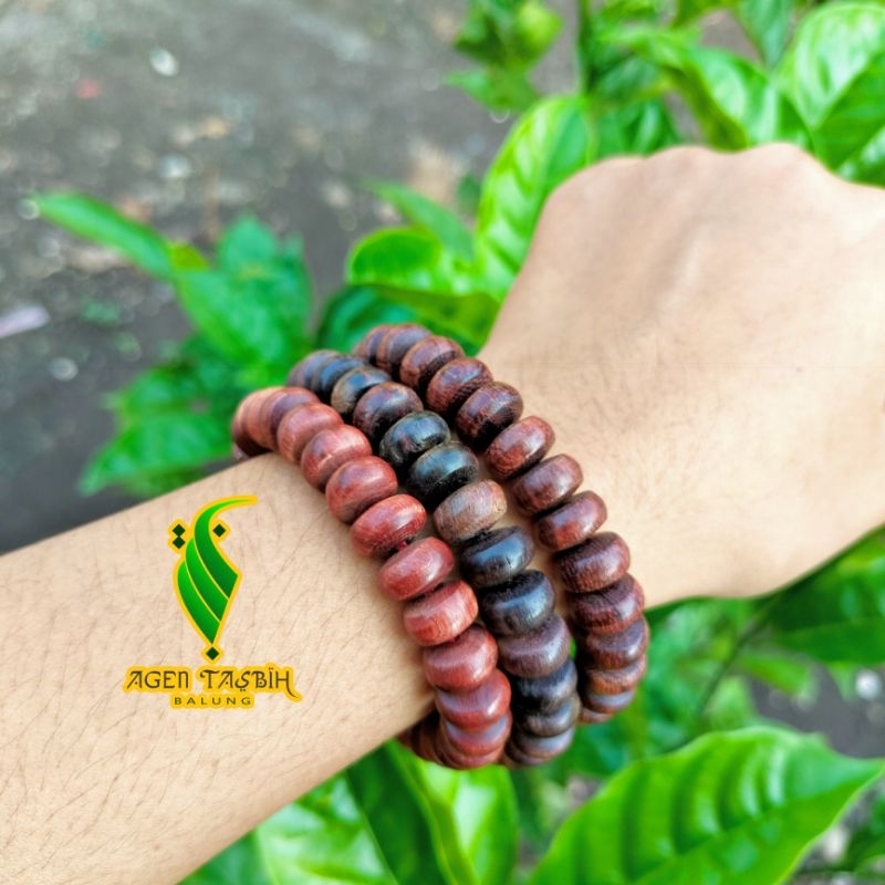 Gelang Kayu Nagasari, galih asem, sonokeling Motif Pipih Kualitas Super, Size 6mm x 9mm ORIGINAL!!