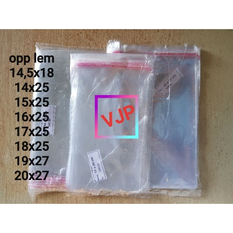 Plastik Opp Lem 14,5x18 14x25 15x25 16x25 17x25 18x25 19x27 20x27 100lembar Bening Transfaran
