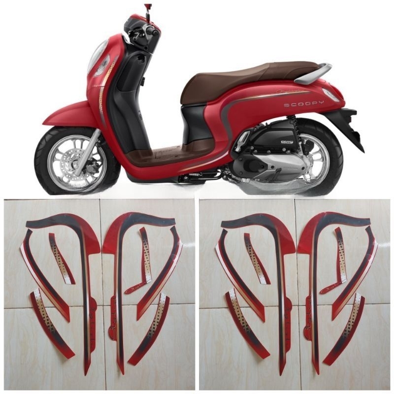 striping stiker Honda new scoopy staylish 2023 red doff / merah doff original