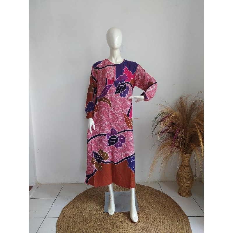 Gamis Batik Tulis Sheila Homewear Lengan Panjang Rayon Longdress Batik Tulis Busui