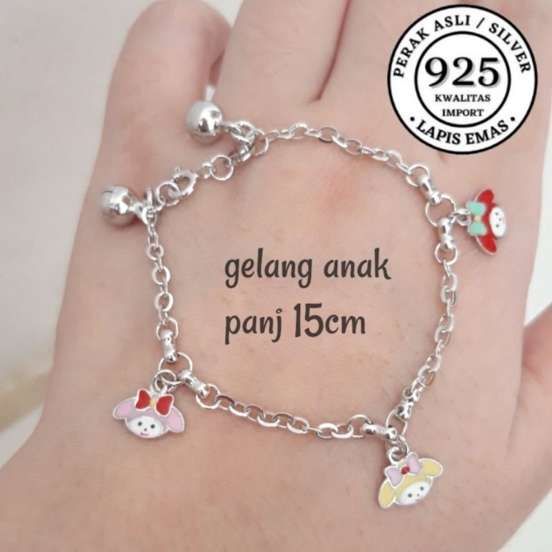 Gelang melody anak perak asli 925 lapis mas putih ANTI karat Kwalitas import