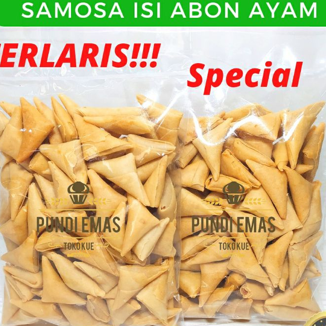 Kue Samosa Abon Ayam / Samosa Segitiga Cemilan Kiloan 250Gr / Samosa Kering Isi Abon Ayam