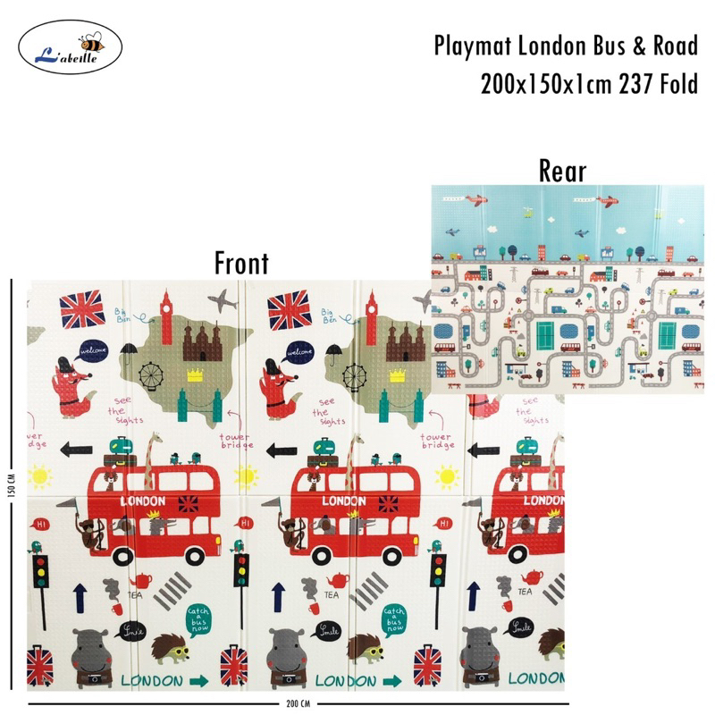 Makassar - Labeille / Junior Foldable Baby Playmat / Playmat Lipat Anak / Karpet Lipat Bayi / Matras Bayi