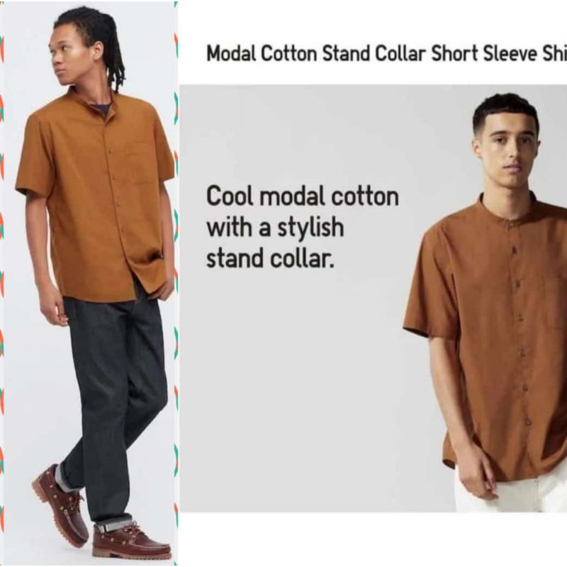 Kemeja Uniqlo U MEN Linen Cotton Stand Colar Shirt
