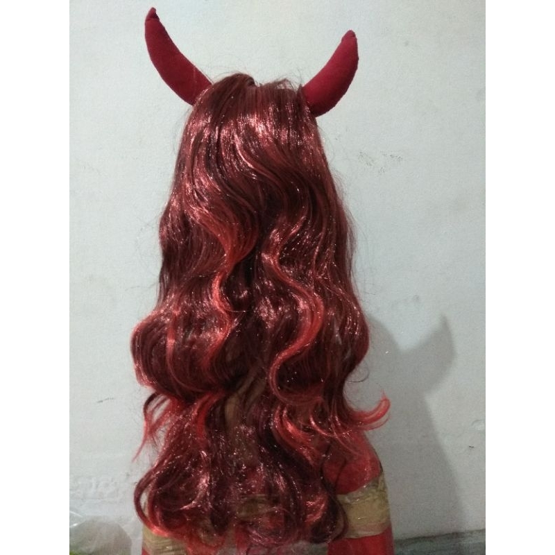 rambut palsu murah wig panjang ikal warna sintetis 60cm