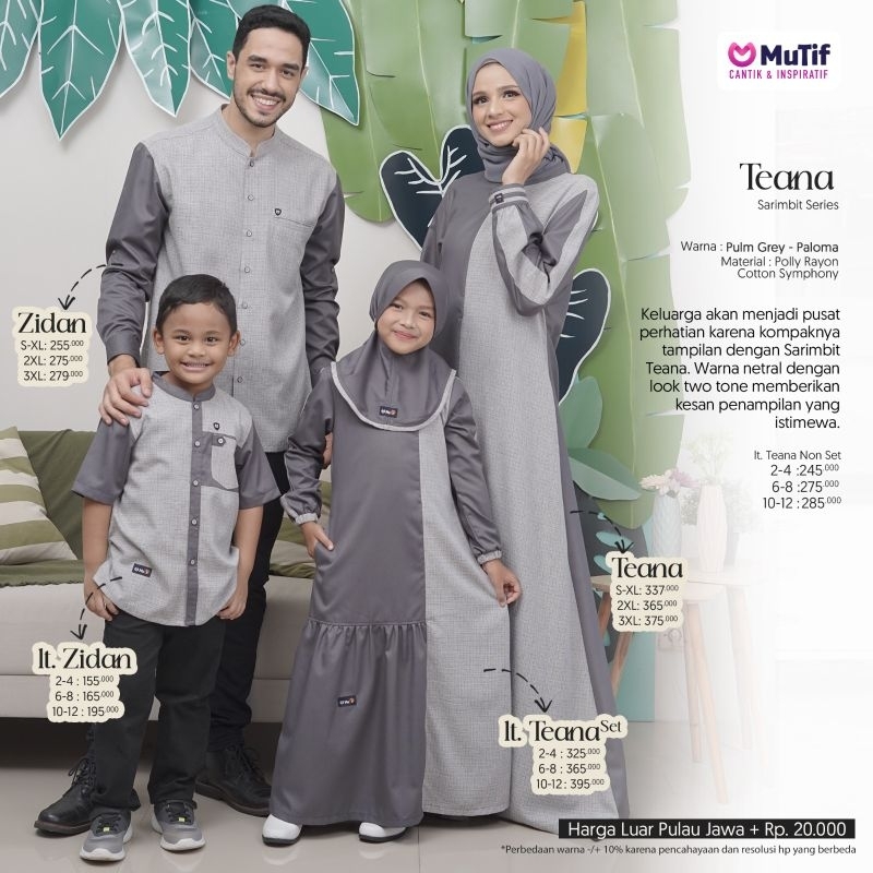 GAMIS COUPLE MUTIF/SARIMBIT MUTIF SERIES TEANA/GAMIS COUPLE KELUARGA