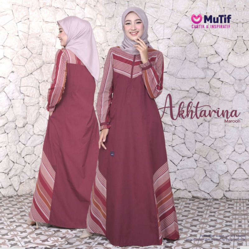 Couple Akhtarina dan Akhtar Maroon Gamis Akhtarina Koko Akhtar Marun