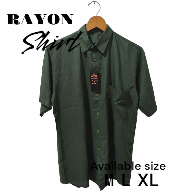 kemeja motip army rayon lengan pendek