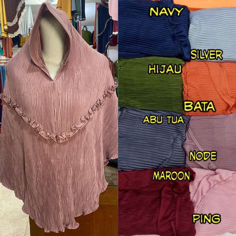 Hijab Sorong lurik plisket jumbo premium rempel tengah gotik | Hijab instan plisket lidi | Sorong pl