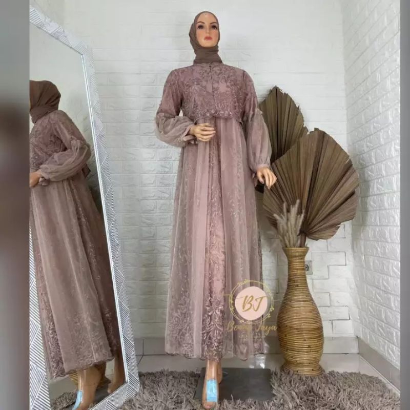 Gamis Brukat Gamis Tangan Balon Dress Brukat Tangan Balon Baju Kondangan Wanita Baju Gamis Wisuda