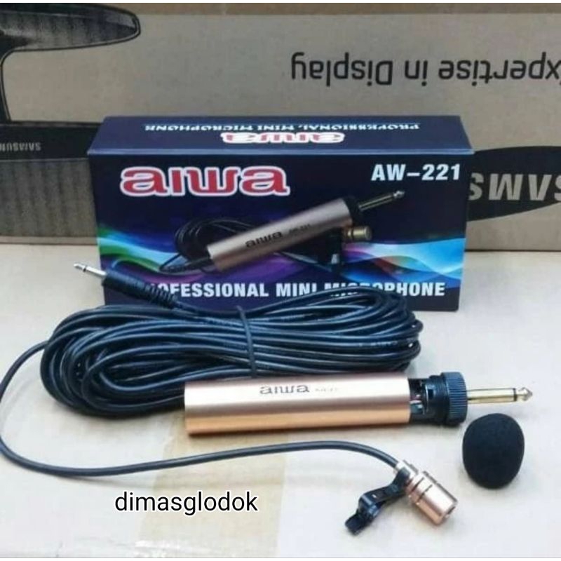 Mic Jepit Condensor Aiwa AW 221 Mikropon Imam AW221 Mikrofon Kancing AW-221 Mic Kabel
