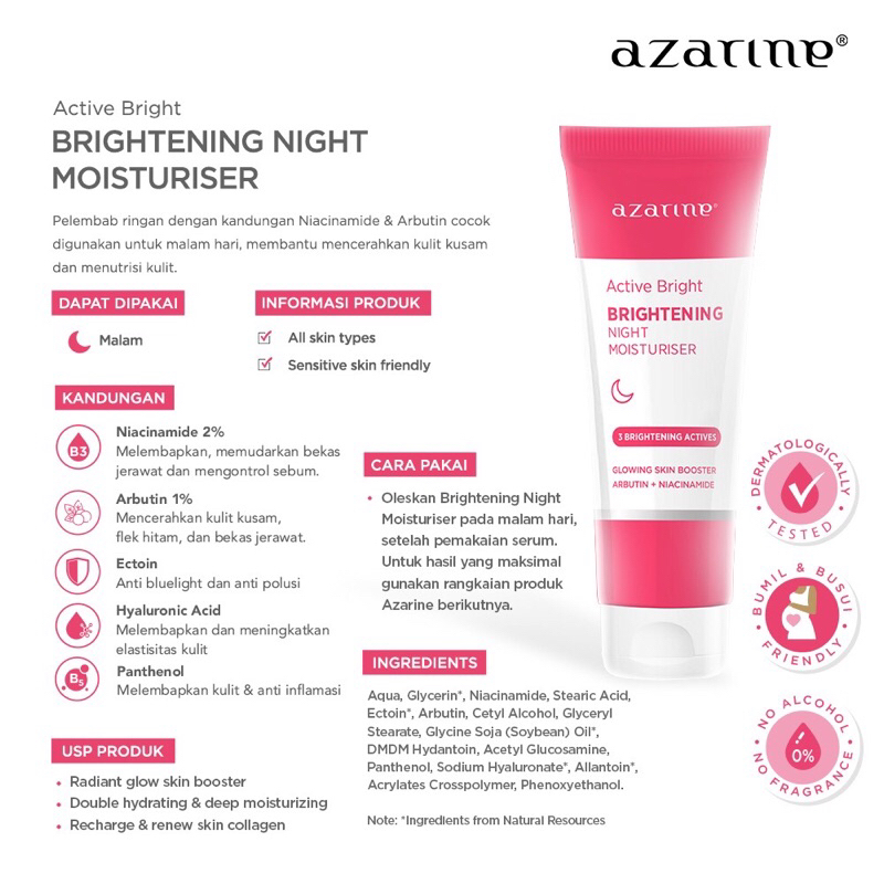 Azarine Active Bright Brightening Moisturizer | Day Moisturizer Spf 25++ - Night Moisturizer