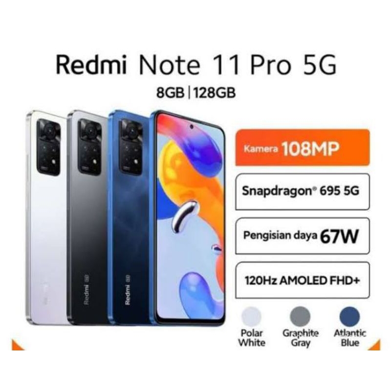 XIAOMI REDMI NOTE 11 PRO 5G, RAM 8/128GB, SUPER AMOLED CAMERA 108MP, TURBO CHARGING 67W