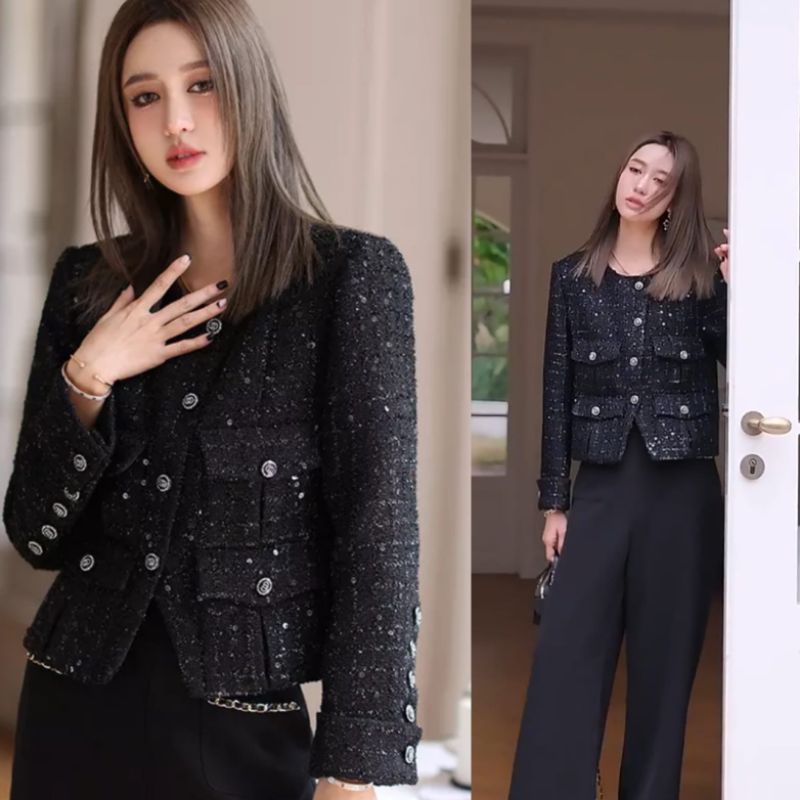 lux ch tweed blazer tag