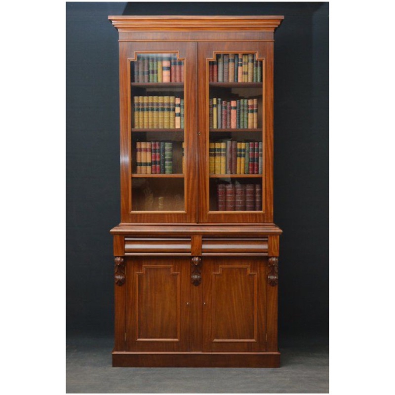 Lemari bookcase klasik sanghai (lemari pajangan) bahan full kayu mahoni solid berkualitas lanawooden