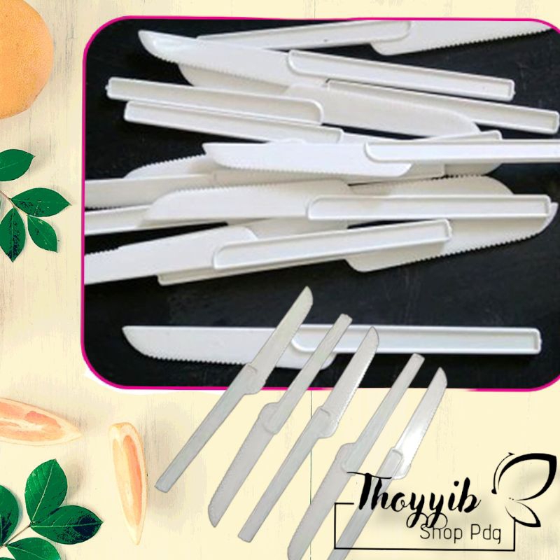 Pisau Plastik Brownies/Pisau Kue/Pisau Pizza/Pisau Kue Tart Warna Putih 10 pcs